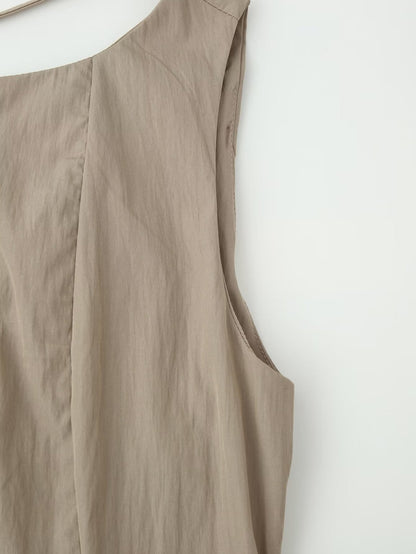 Women Summer Cinched Breasted Design Big Swing Mid Length Dress
