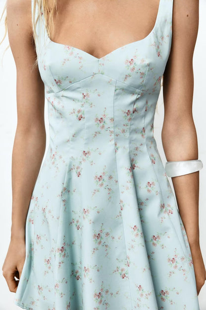 Women Clothing Summer Elegant V neck Floral Printing Slip Dress Women