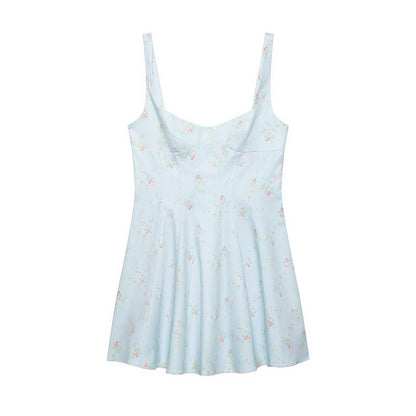 Women Clothing Summer Elegant V neck Floral Printing Slip Dress Women