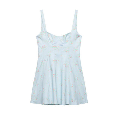 Women Clothing Summer Elegant V neck Floral Printing Slip Dress Women