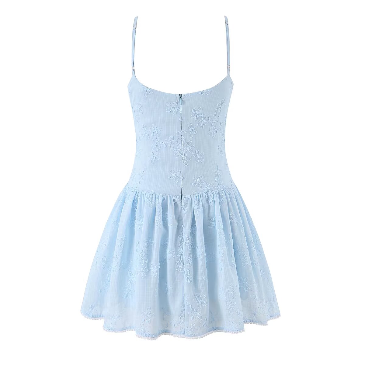 Spring Korean White Embroidered Strap Dress Women Spring A line Dress