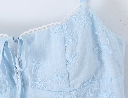 Spring Korean White Embroidered Strap Dress Women Spring A line Dress