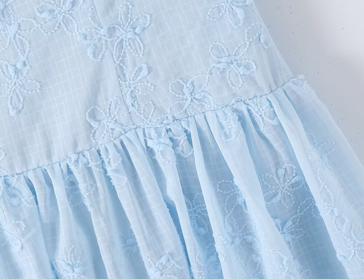 Spring Korean White Embroidered Strap Dress Women Spring A line Dress
