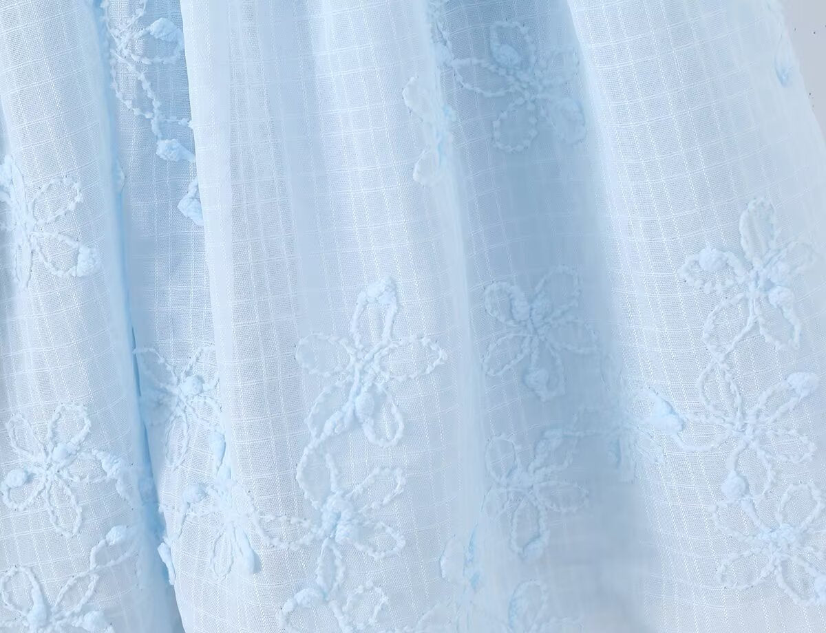 Spring Korean White Embroidered Strap Dress Women Spring A line Dress