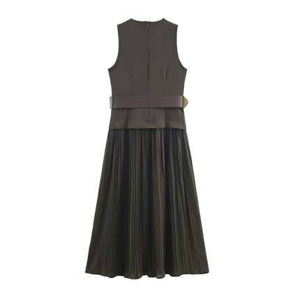 Women Clothing with Belt Stitching Dress