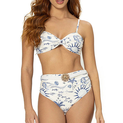 Tube Top High Waist Split Swimsuit Women Bikini Fresh Export