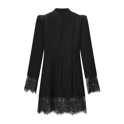 Trendy Hollow Out Cutout Long Sleeve Lace Splicing Dresses