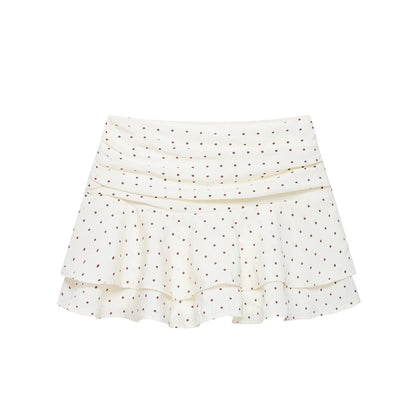Women Clothing Summer Girl Sweet Polka Dot Laminated Decoration Culottes