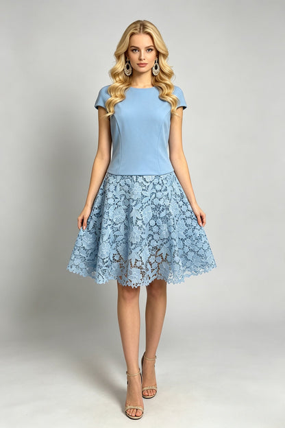 Women Summer Round Neck High Waisted Lace Embroidered Three Piece Dress With A Waistline And A Shaped Dress
