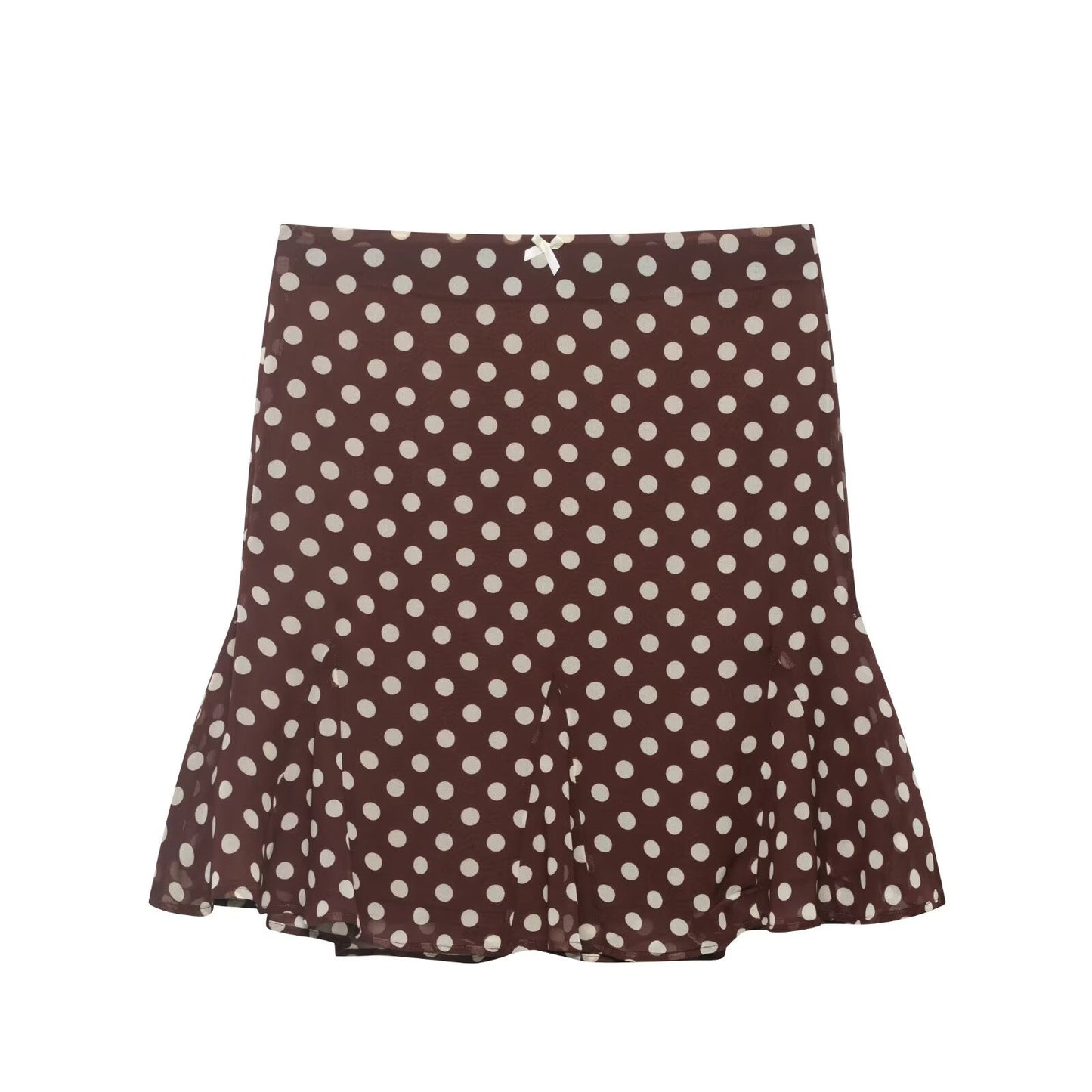 Women Clothing Summer Casual Lace Bow Polka Dot Skirt Women