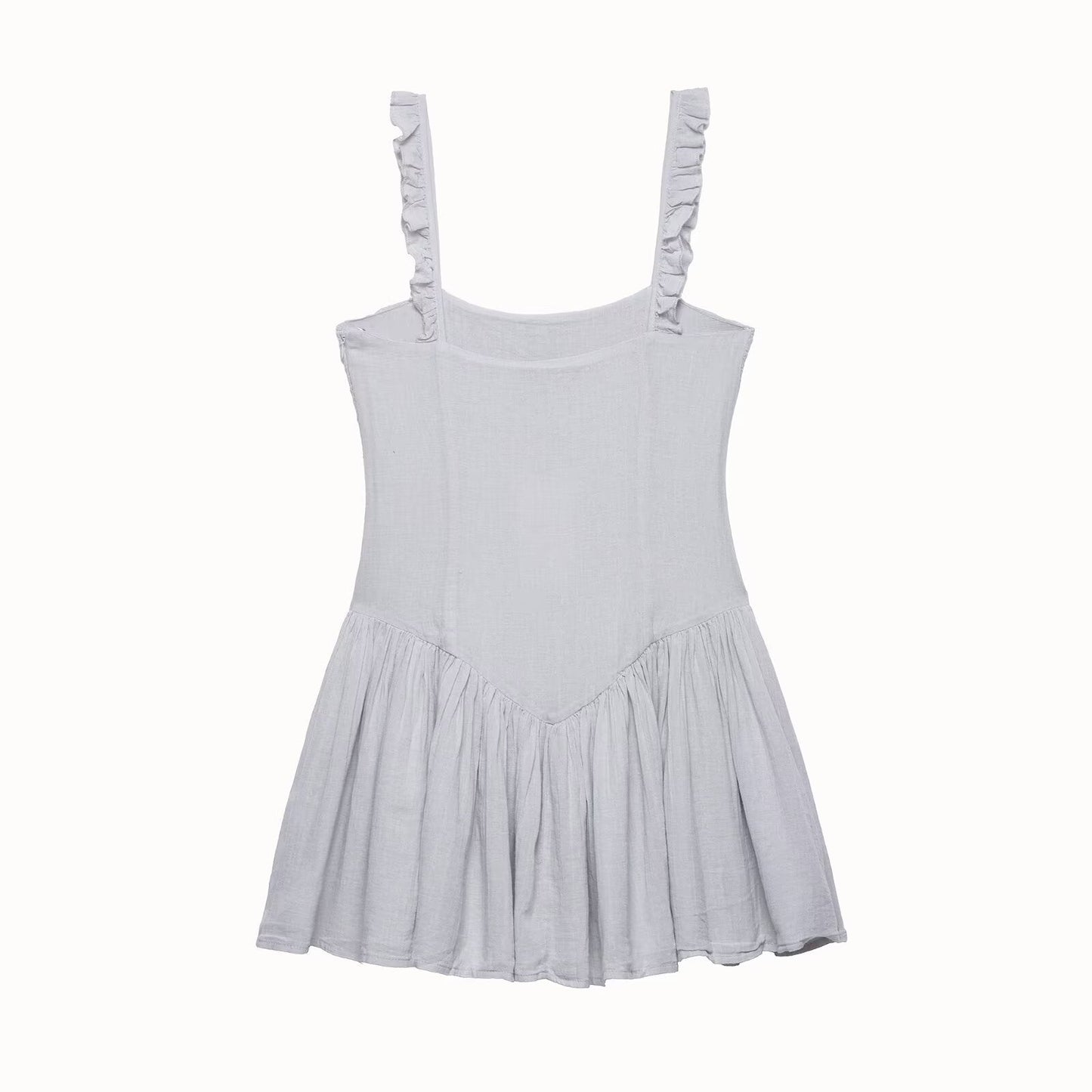 Women Clothing Summer Casual Chic Fluffy Embroidered Strap Short Dress