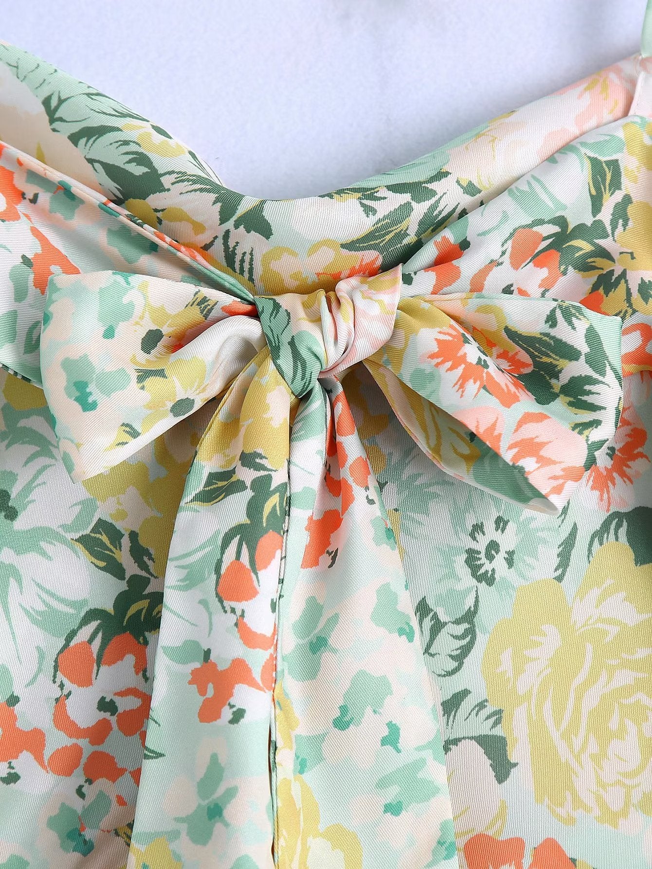 Women Clothing Printed Vacation Maxi Dress Sexy French Backless Strap Dress