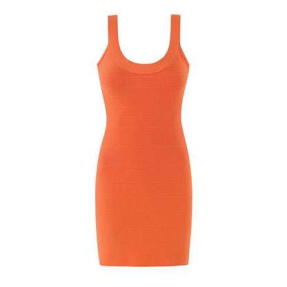 French Vintage Sexy Sexy Slim Fit Hip Knitwear Cami Dress Short Dress