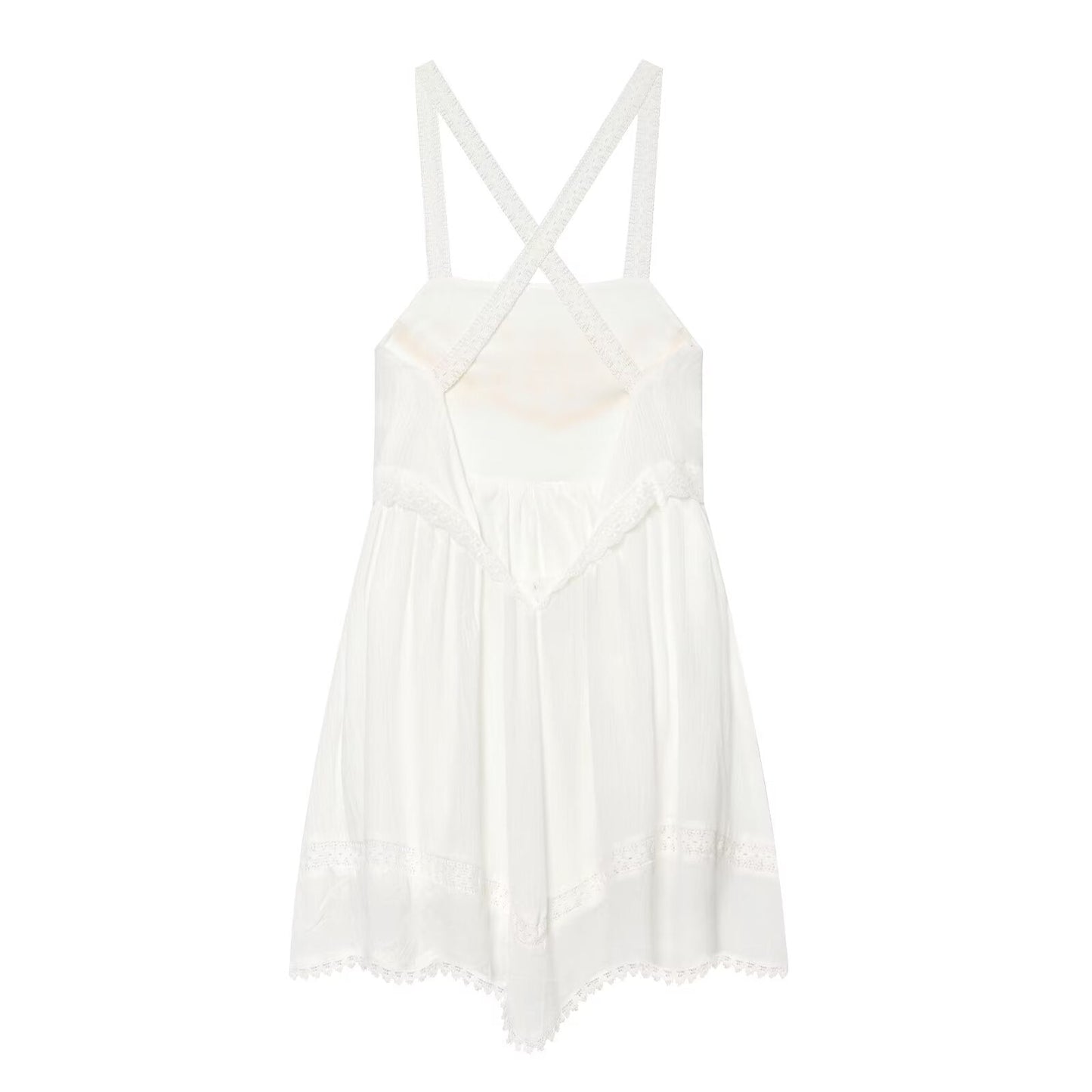 Women Clothing Summer Elegant Tulle Embroidered Mini Strap Dress