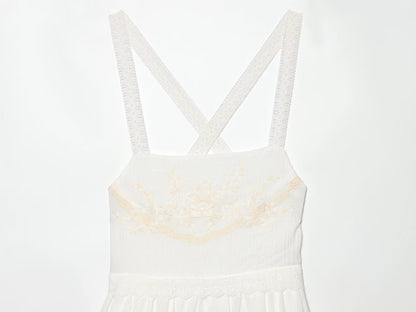 Women Clothing Summer Elegant Tulle Embroidered Mini Strap Dress
