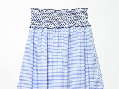 Women Clothing Summer Fashionable Lace Embroidered Plaid Midi Skirt