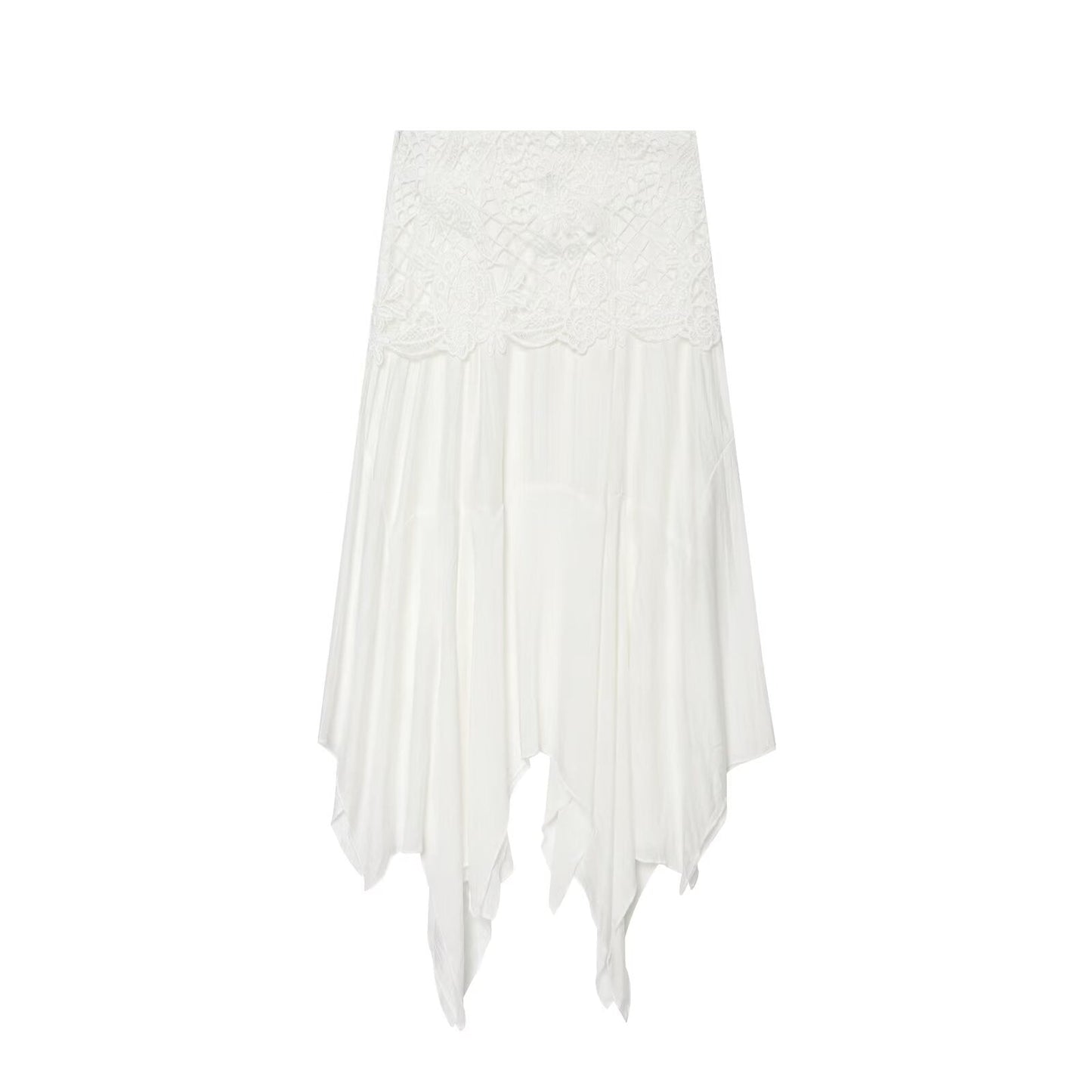 Hollow Out Cutout Embroidered Short Top Embroidery Asymmetric Midi Skirt Sets