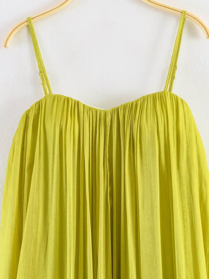 Summer Sexy Elegant Pleated Backless Strap Maxi Dress Party Dress