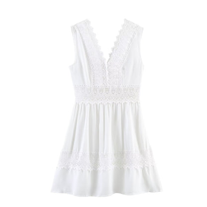 Summer Slim Waist Lace Short Stitching Dress