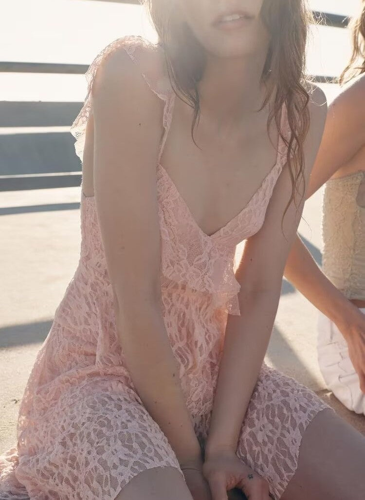 Women Clothing Laminated Decoration Lace Dress