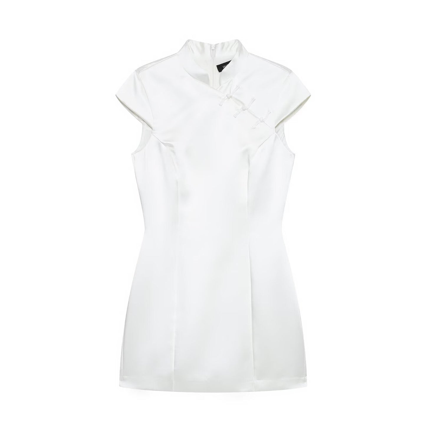 Women Silk Satin String Button Mini Dress Women