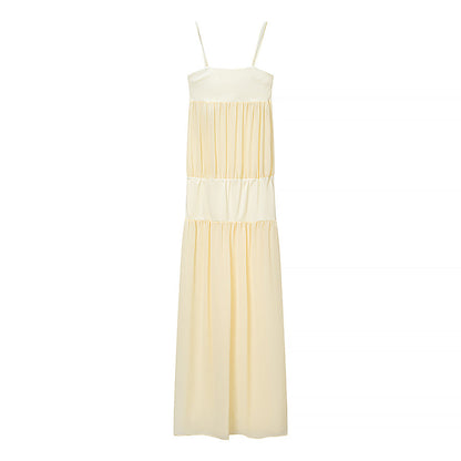 Summer Women Clothing Sexy Stitching See through Strap Solid Color Dress