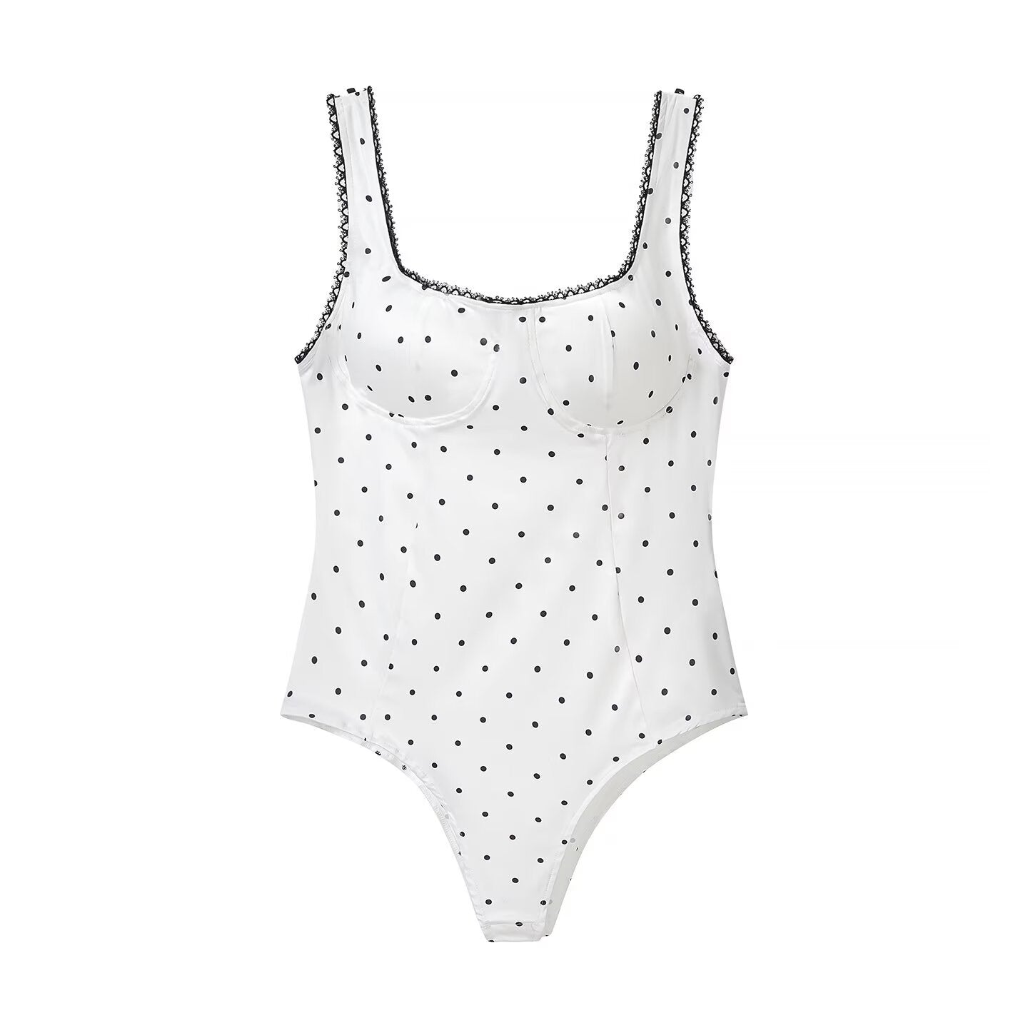 Women Clothing Gentle Sleeveless Stylish Simple Polka Dot Lace Sling Jumpsuit