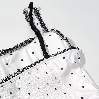 Women Clothing Gentle Sleeveless Stylish Simple Polka Dot Lace Sling Jumpsuit