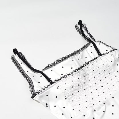 Women Clothing Gentle Sleeveless Stylish Simple Polka Dot Lace Sling Jumpsuit
