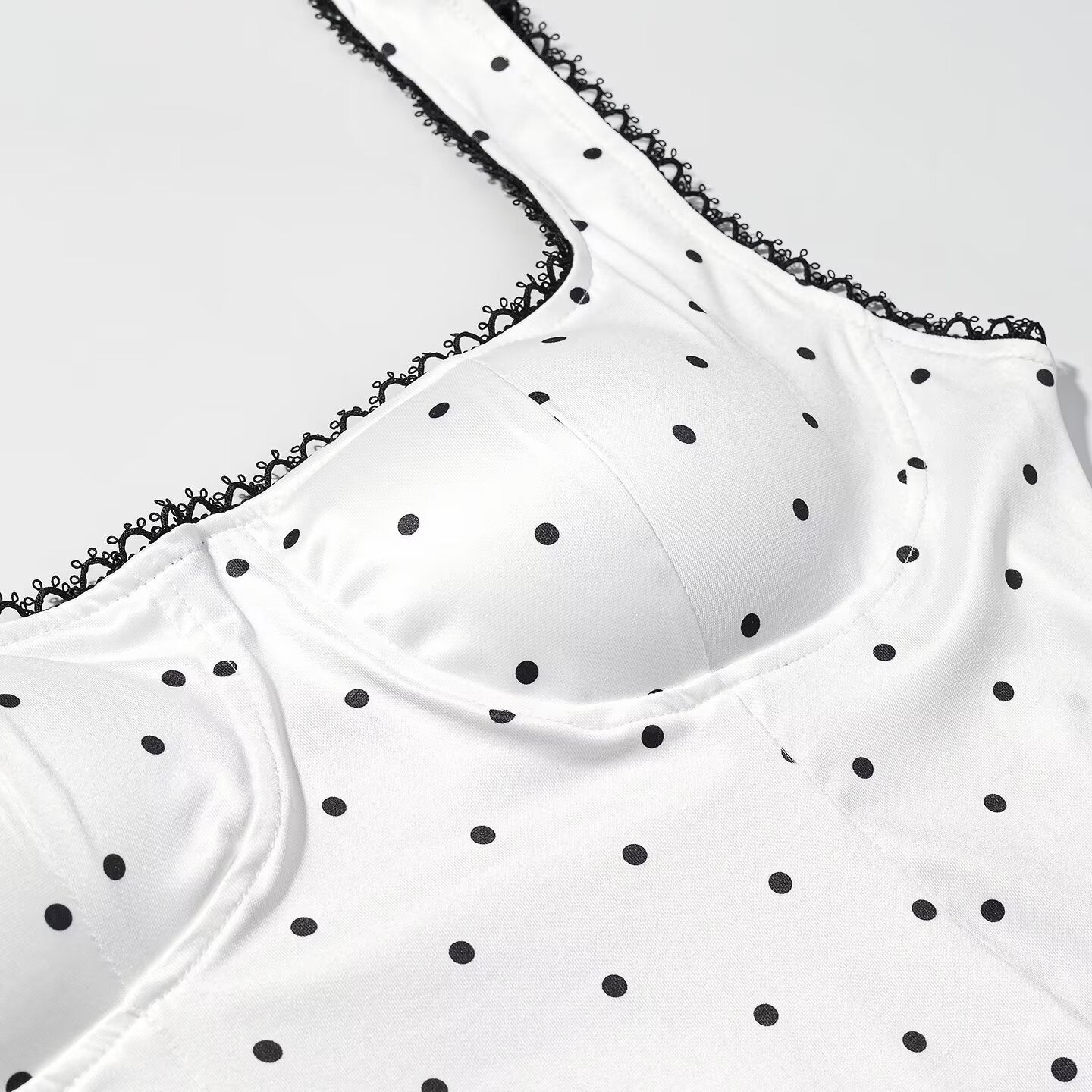Women Clothing Gentle Sleeveless Stylish Simple Polka Dot Lace Sling Jumpsuit