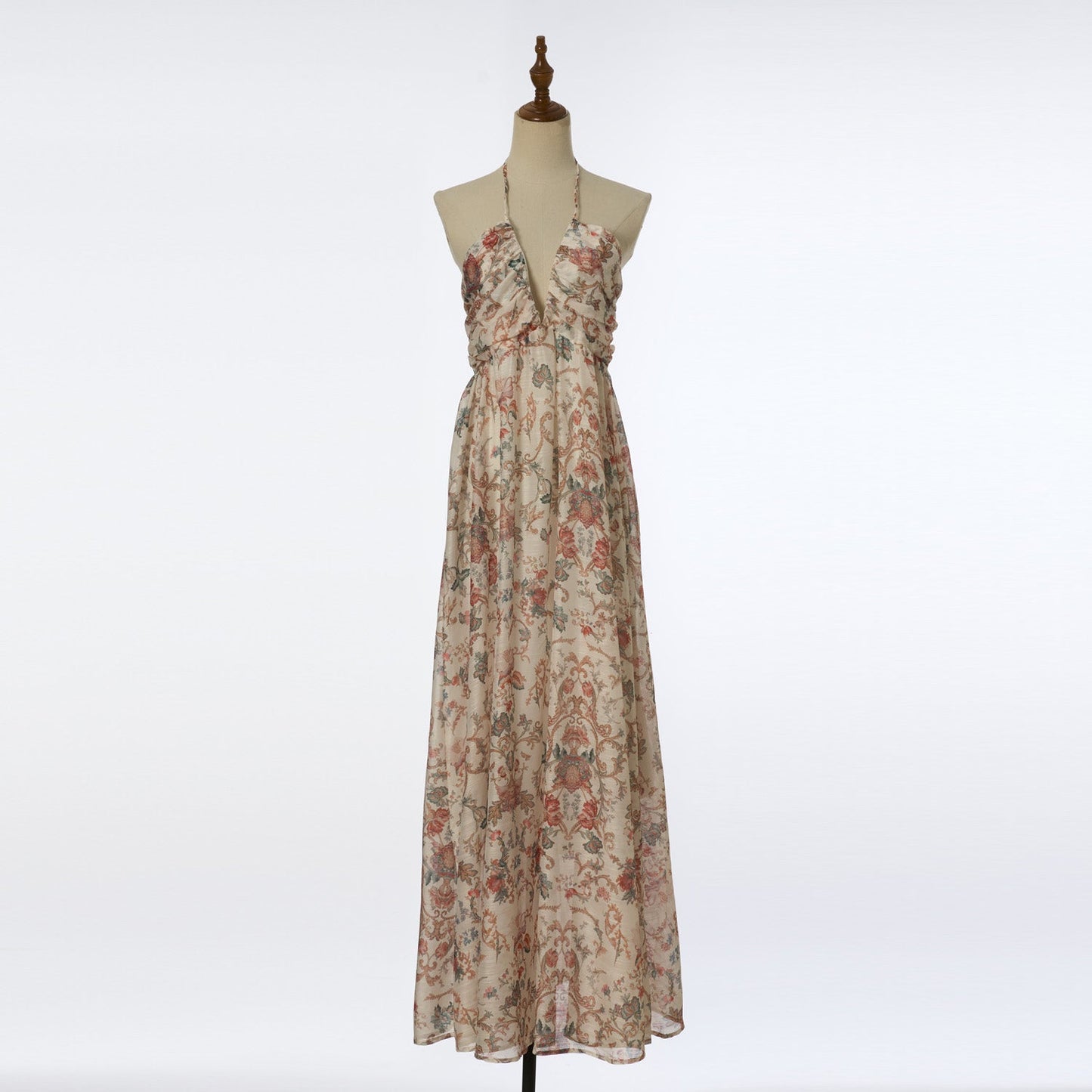Women Summer Printed Halter Neck Strapless Dress