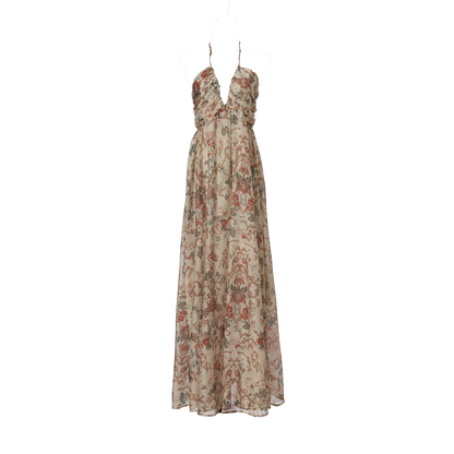 Women Summer Printed Halter Neck Strapless Dress