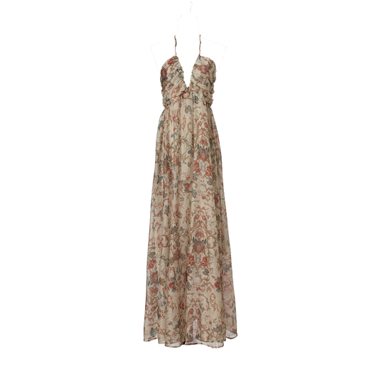 Women Summer Printed Halter Neck Strapless Dress