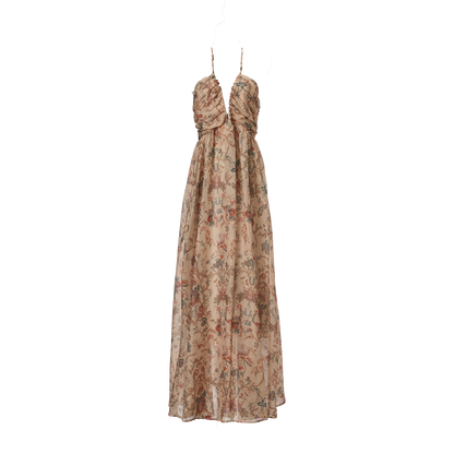 Women Summer Printed Halter Neck Strapless Dress