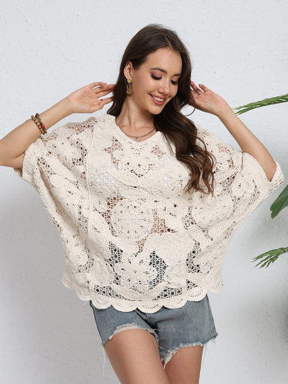 Women Summer Vacation Short Sleeved Knitted Top