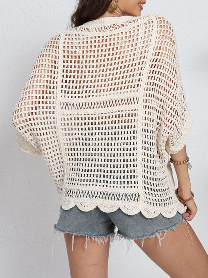 Women Summer Vacation Short Sleeved Knitted Top