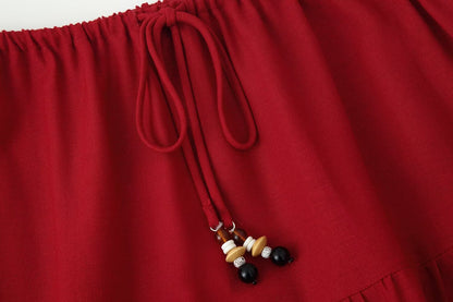 Women Clothing Lace up Pleated Midi Skirt Sets
