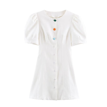 Summer Women Casual Slim Puff Sleeve Short Dress