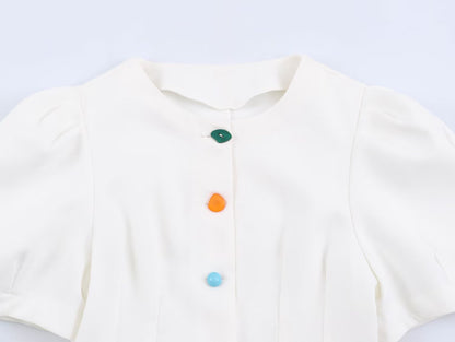 Summer Women Casual Slim Puff Sleeve Short Dress