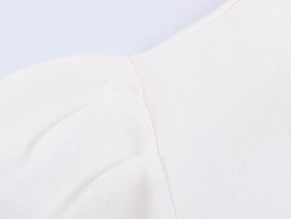 Summer Women Casual Slim Puff Sleeve Short Dress