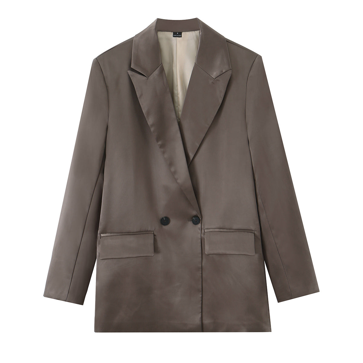 Women Clothing Summer Loose Satin Double Breasted Blazer