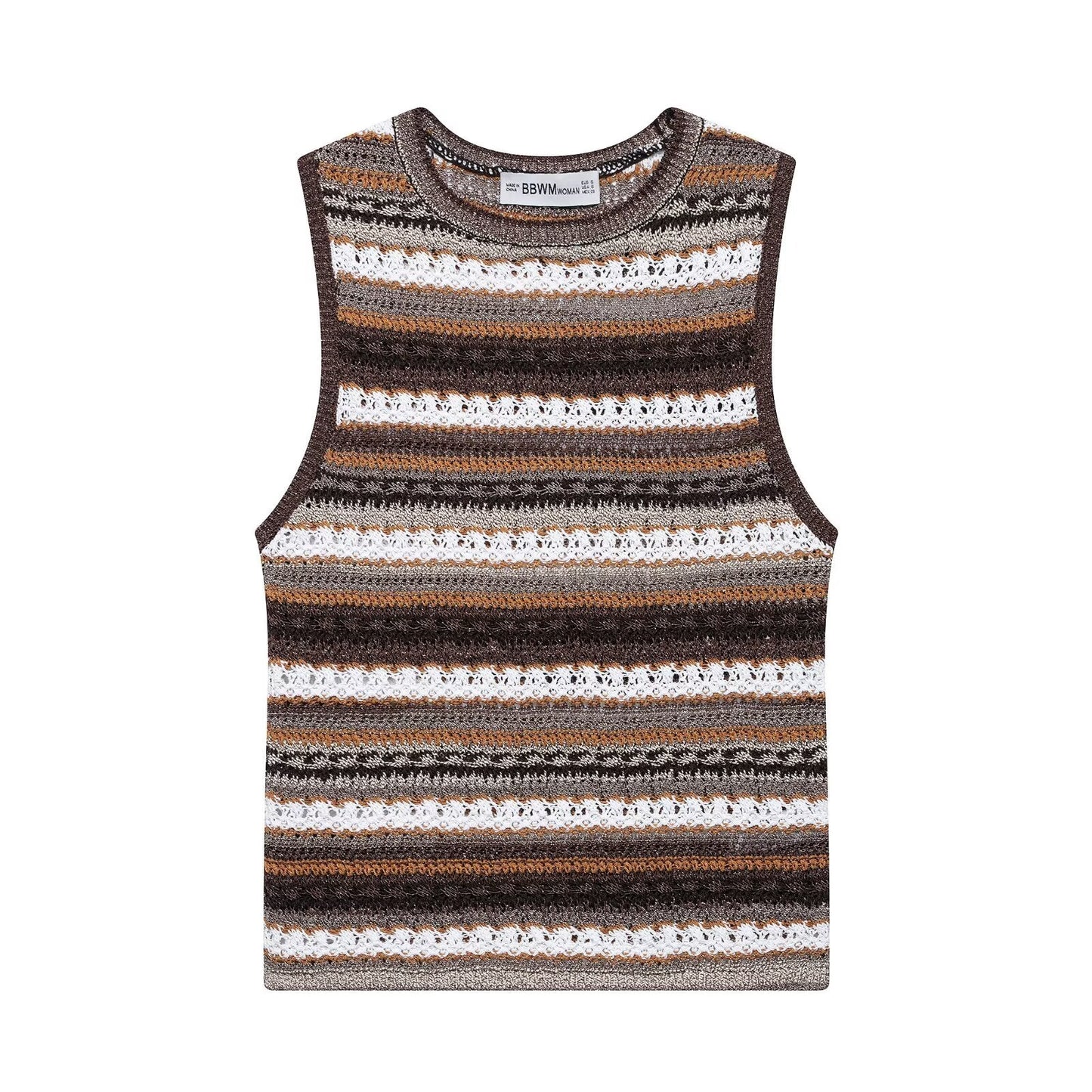 Women Clothing Summer Striped Texture Knitted Sleeveless Vest
