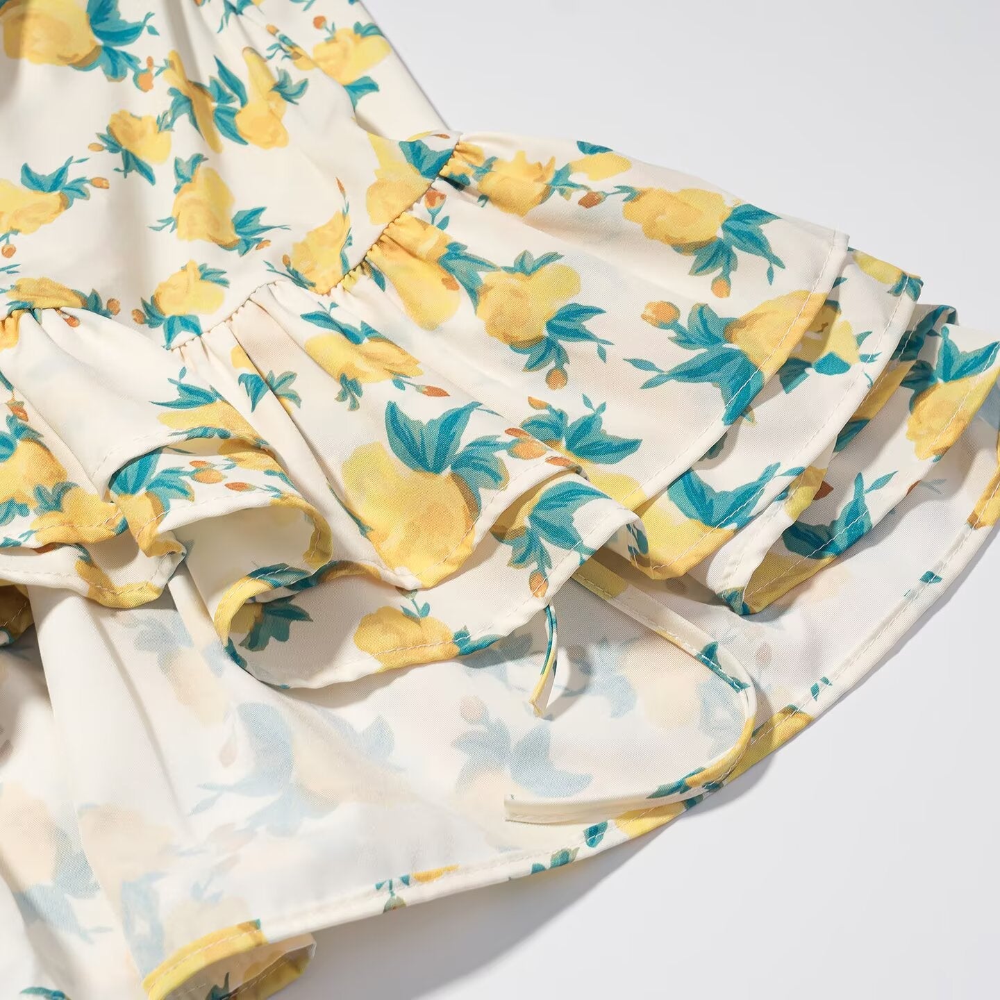 Women Clothing Fashionable All Matching Printed Floral Flounce Slim Dress