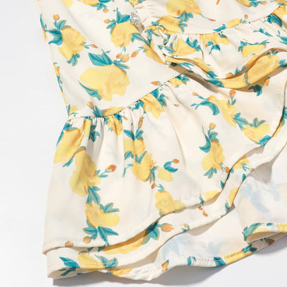 Women Clothing Fashionable All Matching Printed Floral Flounce Slim Dress