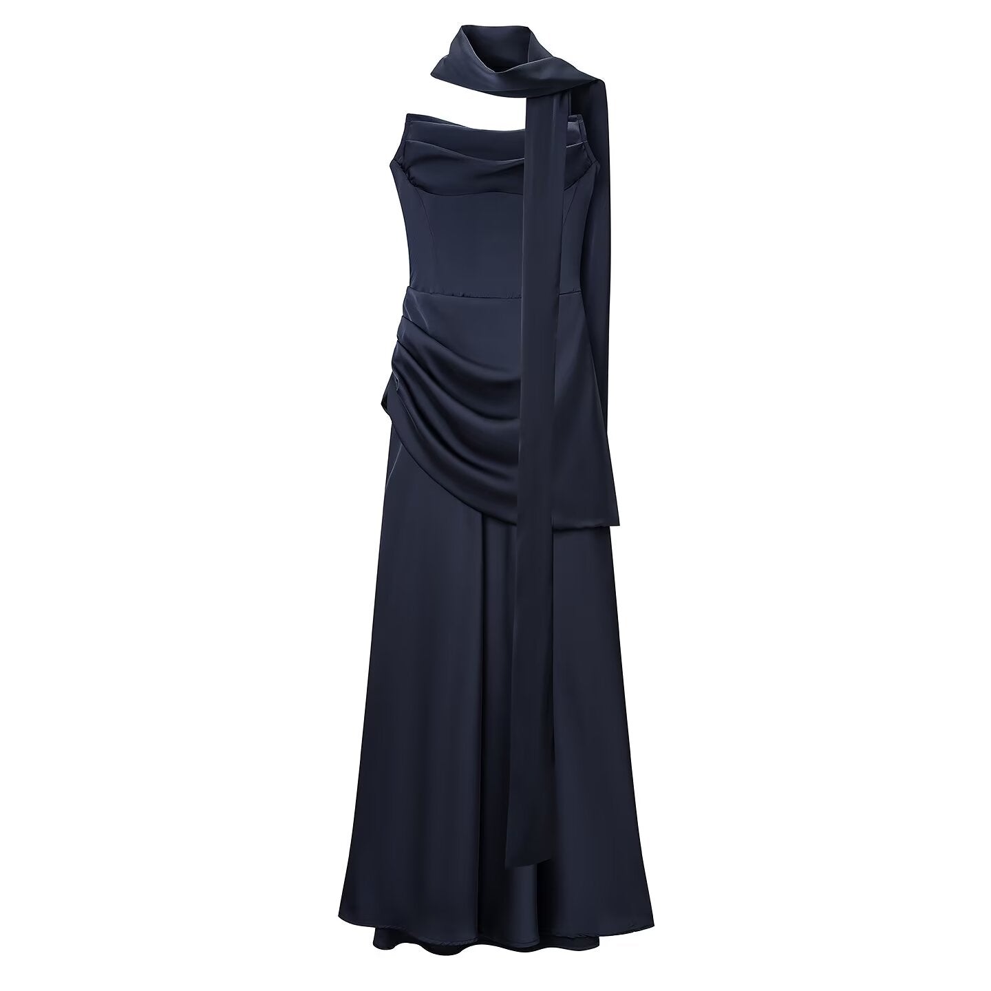 Summer Women Clothing Pleated Elegant Sleeveless Slim Fit Evening Dress Ribbon Tube Top Dress