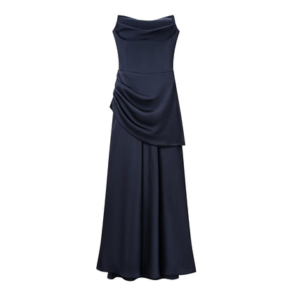 Summer Women Clothing Pleated Elegant Sleeveless Slim Fit Evening Dress Ribbon Tube Top Dress