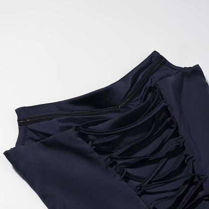 Summer Women Clothing Pleated Elegant Sleeveless Slim Fit Evening Dress Ribbon Tube Top Dress