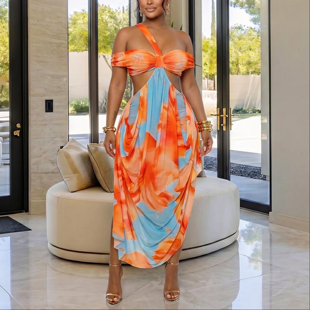 Women Clothing Early Summer Sexy Exquisite Beach Print Dress