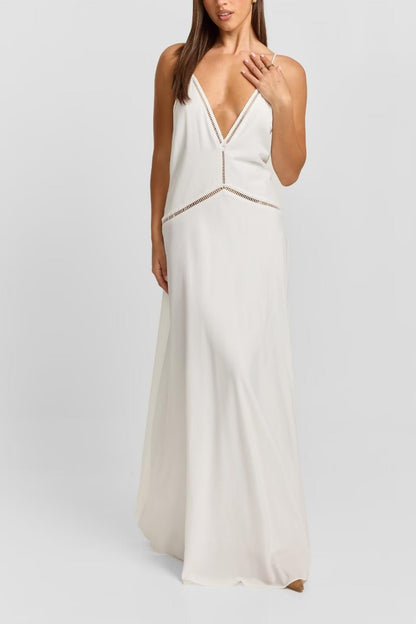 Summer Women Wear Slim Fit Solid Color Halter Deep V Plunge Sexy Backless Dress