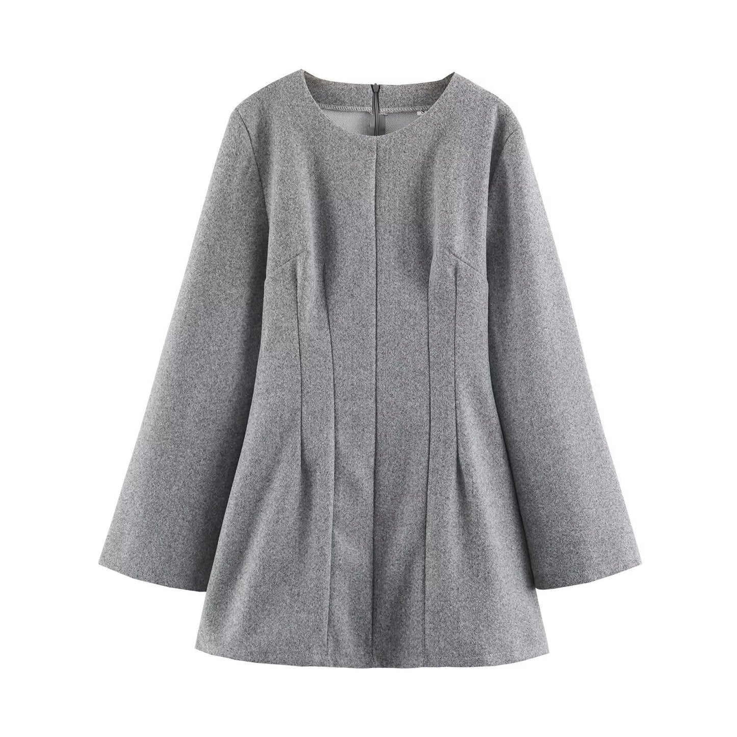 Women Clothing Summer Fashionable Simple Flared Long Sleeve Design Waist Dress